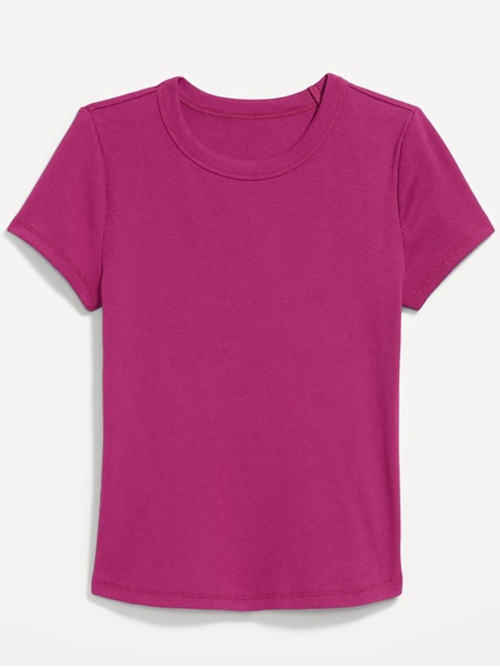 Old Navy M Tall Snug Crop T-Shirt Ribbed Short Sleeve Magenta